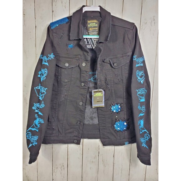 Dexter's Laboratory Boy Genius Black Denim Jean Jacket Cartoon Network Sz Small - Picture 2 of 13